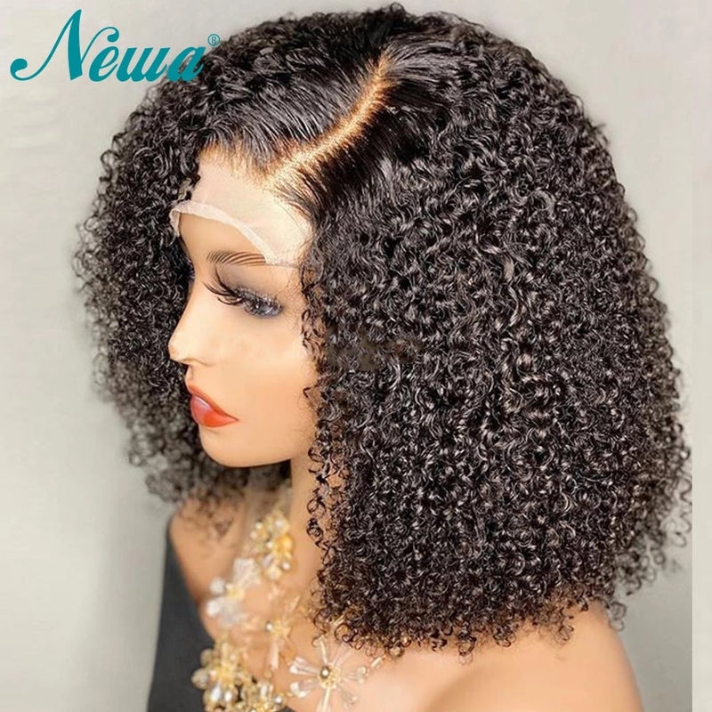 10A Newa Short Bob Wig Ombre Curly Human Hair Wig Pre Plucked 13x6 Brazilian Lace Front Wig Highlight 4x4 Closure Wigs For Women