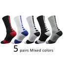 5 Pairs/Lot Professional Cycling Socks Mens Thicker Stocking Sweat-Absorbent Basketball Outdoor Sports Football Skateboard Socks