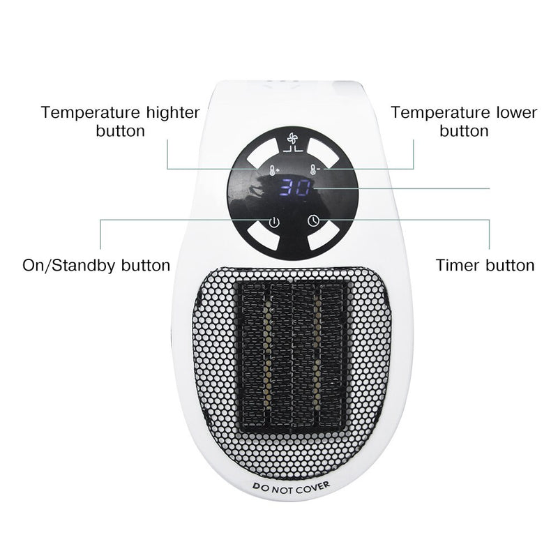 Calentador eléctrico portátil para la habitación del hogar, calentador de manos, enchufe para chimenea, estufa de calefacción de pared, radiador de baño, Control remoto, 500W