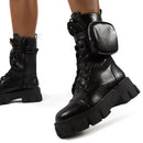 Women Boots 2020 Fashion Chunky Boots Pocket Platform Boots White Shoes For Women Autumn Winter Boots High Heels Botas Mujer