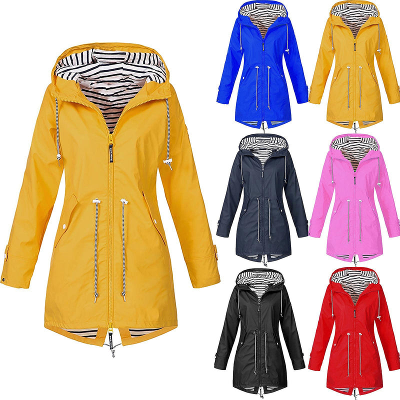 Frühlings-Sommer-Damenjacken Feste Regenjacke Outdoor-Jacken Regenmantel mit Kapuze Winddichte Jacken 5xl Damenkleidung