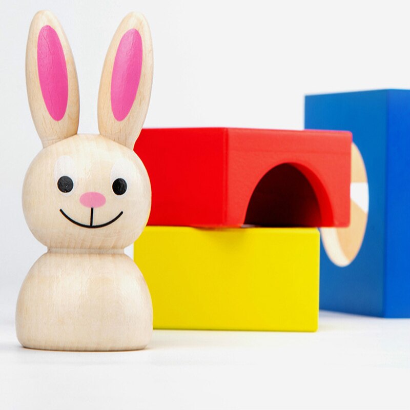 Montessori Wooden Puzzle Baby Rabbit Magic Box Cognitive Game Building Blocks Educational Toys for Kids Early Learning Toy Gifts