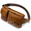 WESTAL Men Belt Bag Men's Waist Bags Genuine Leather Male Fanny Pack Leather Money Phone Pouch Bag Hip Men's Shoulder Bags 9080