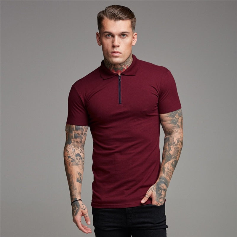 Herren Sommer Solid Polo Shirt Kurzarm Slim Fit Polos Mode Streetwear Tops Herren Baumwolle Fitness Sport Casual Golf Shirts