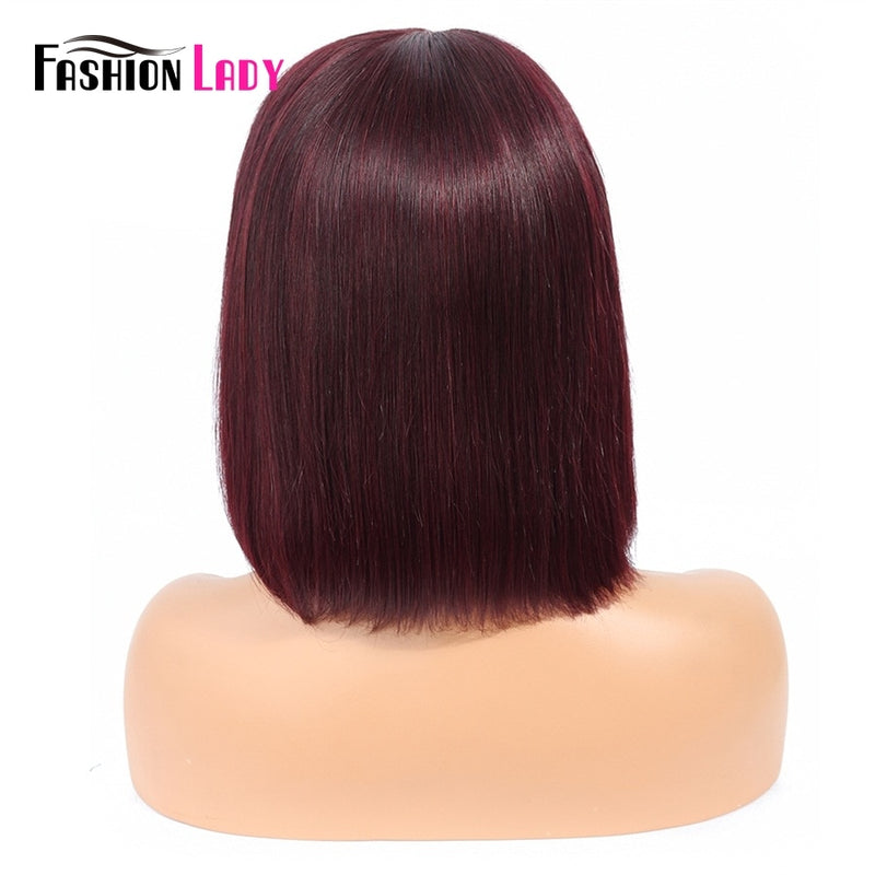 Fashion Lady Red 99j Lace Front Human Hair Wigs Brazilian Short bob lace Front Wigs Pre Colored Remy Human Hair Wig