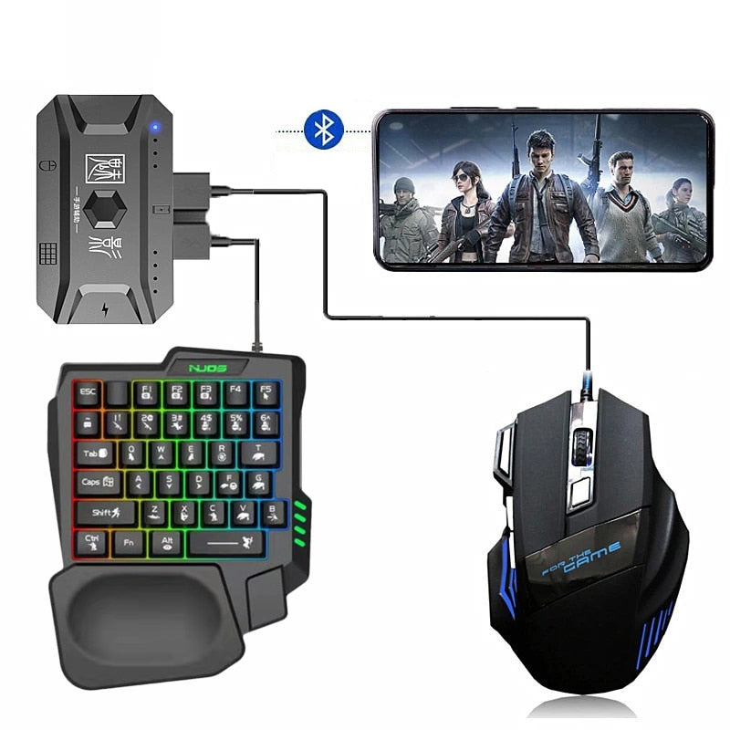 Plug And Paly Gamepad PUBG Mobile  Bluetooth-Compatible  Controller Gaming Keyboard Mouse Converter For Android Adapter For IOS