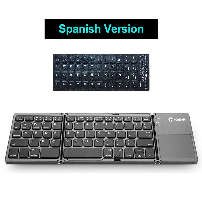 Folding Bluetooth Keyboard Wireless Klavye English/Russian/Spanish/Arabic/Hebrew/Portugues for IOS/Android/Windows ipad Tablet