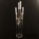 Juego de 2 candelabros acrílicos de 8 cabezas, todos los candelabros transparentes, candelabros de boda, centros de mesa, soporte de flores, candelabro