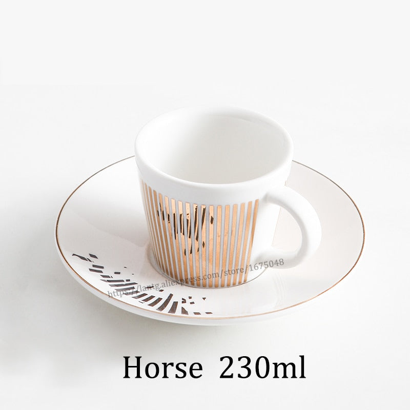 Creative Horse Anamorphic Cup Mirror Reflection Cup Hummingbird Mug Luycho Coffee Tea Set With Coaster 90ml-220ml