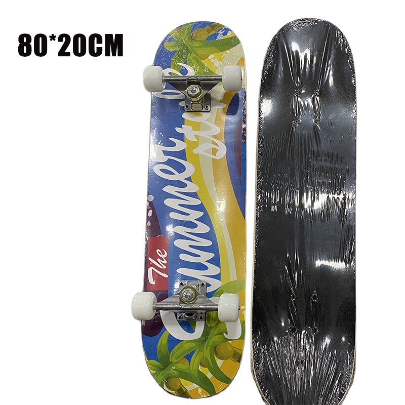 Jusenda Skateboard Double Rocker 80cm Niños Niñas Mini Longboard Complete Teenagers Skate Board Maple Deck With Bearings Wheels