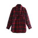 New Autumn Winter Women Jacket Checked Coat Long Sleeves Oversized Thicken Casual Fashion Women Coats Tops