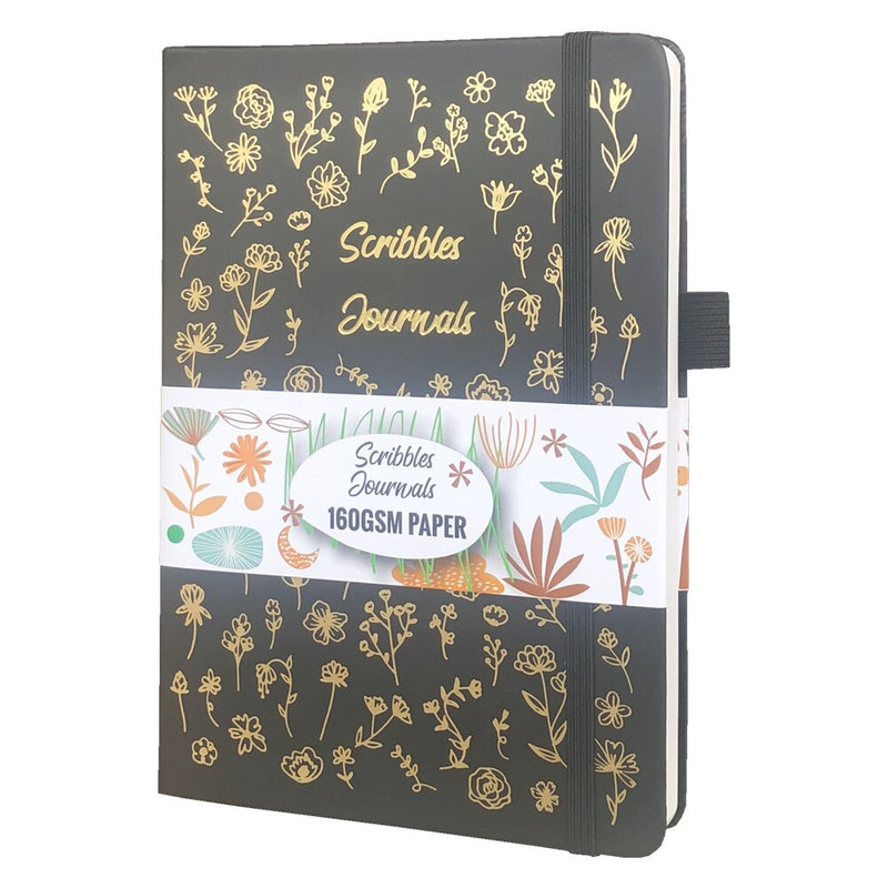 BUKE Dotted Journal Dot Grid Notebook Sketcbook - PU Leather, 160gsm Thick Paper, Inner Pocket, Elastic Closure, Pen Holder