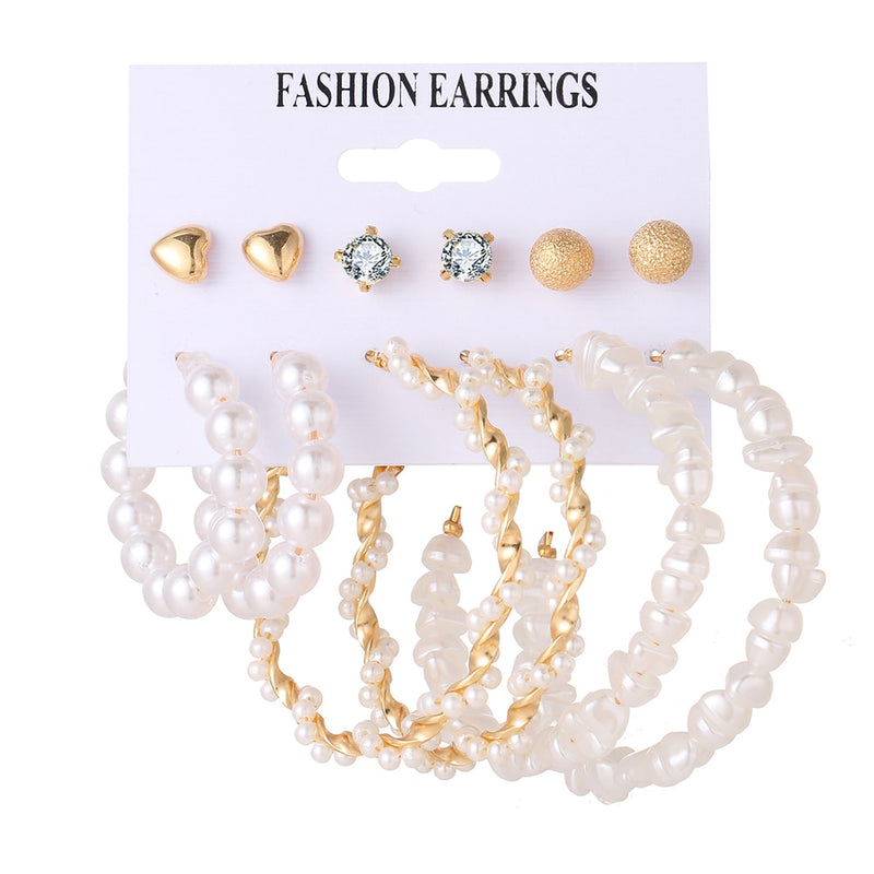 2020 Vintage Women Drop Earrings Set Bohemia Acrylic Tassel Pearl Alloy Long Pendant Earrings Geometric Jewelry Party Gift