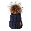 Furtalk Real Fur pompom Beanie Hat Women Winter Knitted Hat Warm Real Big Raccoon Pom Pom Hat  for Female