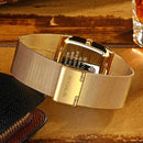 Reloj de oro de lujo WWOOR para hombre, reloj cuadrado de cuarzo japonés, malla de acero delgada, resistente al agua, deportivo, automático, relojes de pulsera con fecha, reloj Masculino