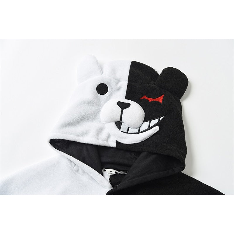 YESKIGU Monokuma Kigurumis pijama adulto Onesie Anime oso mono negro blanco Animal pijamas mujeres Halloween fiesta traje general