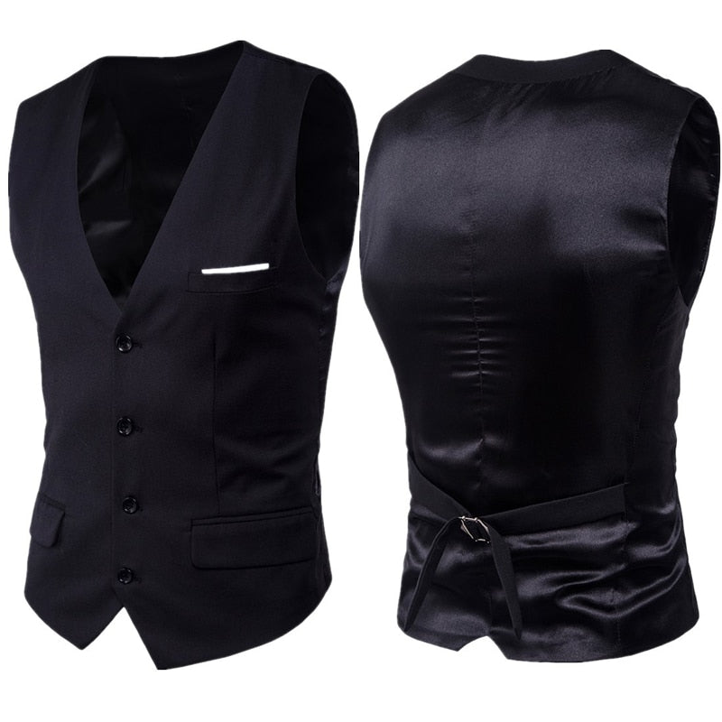 Black Suit Vest Waistcoat Men 2020 Brand New Slim Fit V Neck Dress Vests Mens Formal Business Wedding Tuxedo Chaleco Hombre 6XL