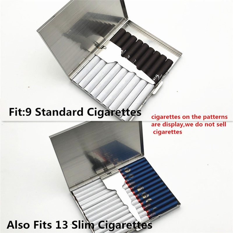 Alalinong Codex Gigas Stainless Steel Cigarette Case Ultra Thin Metal Universal Cigarette Box Wire Drawing Process Smoking Beast