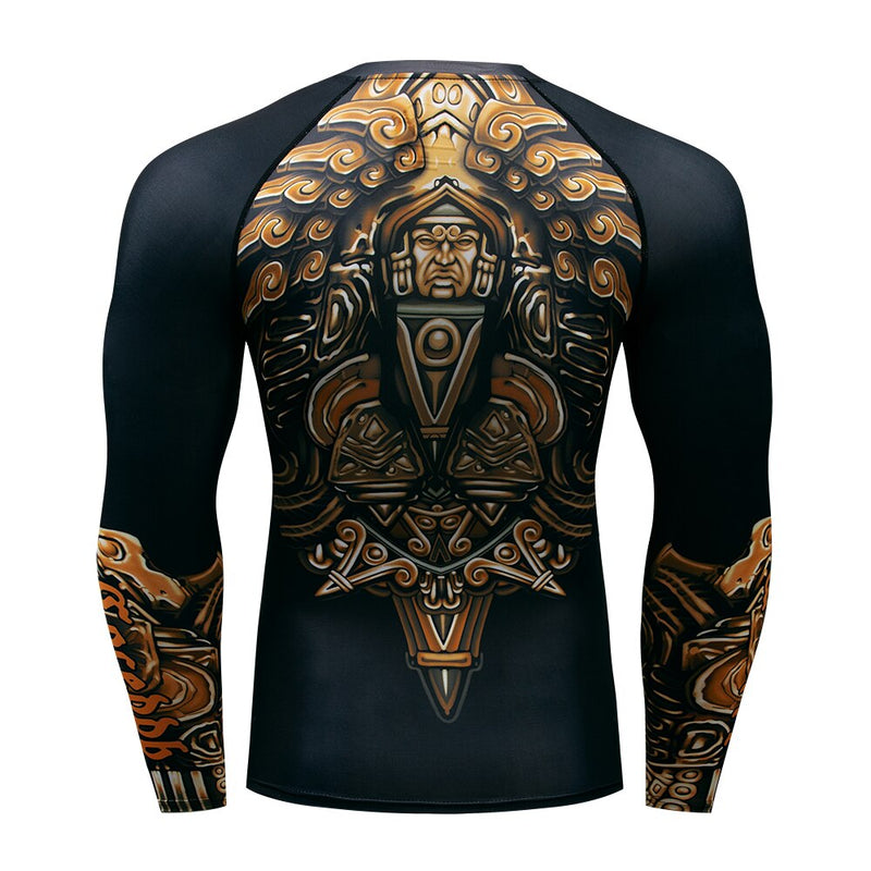 Men Compression t shirt Quick Dry Tight Sport Fitness T-Shirts Male Running 3D Aztec Running Gym Breathable T-shirt MMA T Shirt