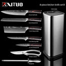 Juego de Chef de cocina XITUO, juego de 4-8 uds, cuchillo de acero inoxidable, soporte para cuchillos Santoku, cuchilla de corte de utilidad, cuchillos para pelar pan, tijeras