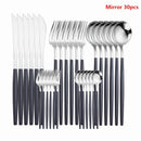 Western Cutlery Set 30 Piece Tableware Set Stainless Steel Dinnerware Black Spoon Fork Knife Dinner Set Complete Home Flatware