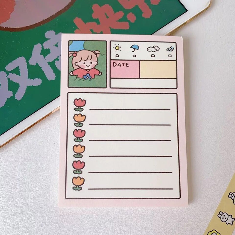 MINKYS Kawaii 50 Blatt Notizblöcke Notizpapier Aufgabenliste Checkliste Tagesplaner Notizblock Paperlaria Schreibwaren für die koreanische Schule