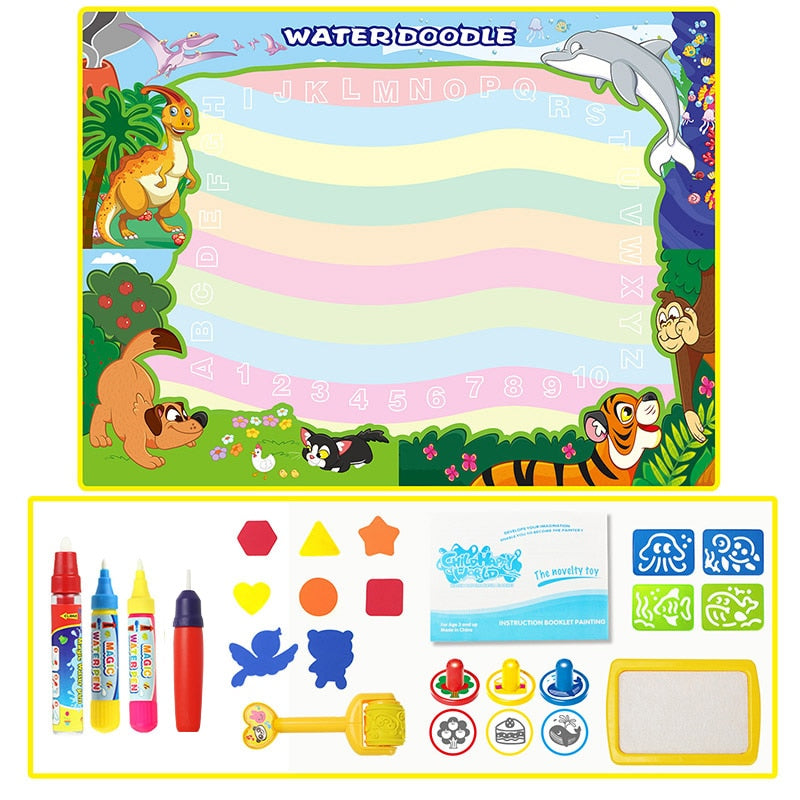 120*90cm Funny Magic Water Drawing Coloring Book Doodle Mat with 4 Magic Pen Painting Drawing Board For Kids Toys Birthday Gift