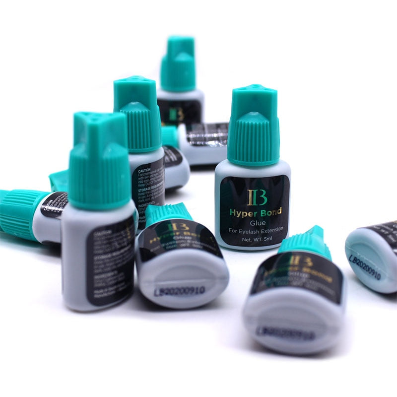 10 botellas IB Ibeauty Hyper Bond Glue Cyan Cap 5ml para extensiones de pestañas herramientas de maquillaje Corea tienda de belleza secado rápido