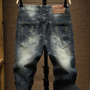 Pantalones vaqueros para hombre, pantalones vaqueros ajustados Retro elásticos, pantalones de primavera y otoño 2021 para hombre, ropa de calle, pantalones vaqueros de motociclista de alta calidad