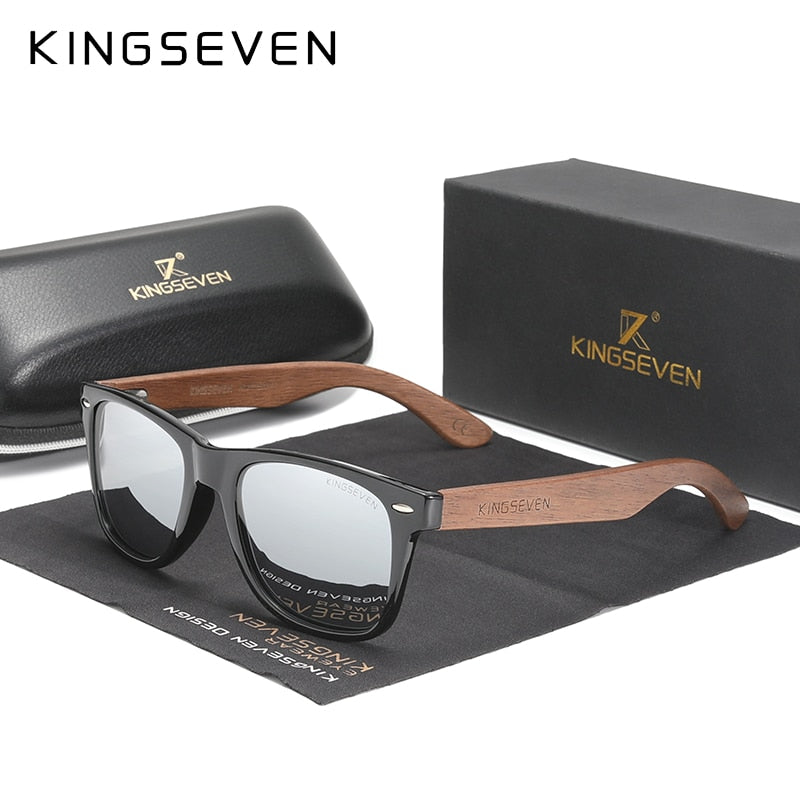 KINGSEVEN New Black Walnut Sunglasses Wood Polarized Sunglasses Men&