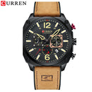 CURREN Marke Luxus Herren Braun Quarz Armbanduhren für Herren Leuchtende Chronograph Zifferblatt Leder Uhr Lässige Sportuhr