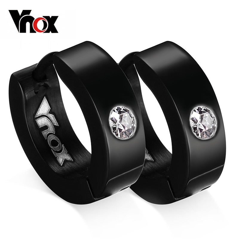 Vnox Cute Hoop Earrings for Women / Men Small Stainless Steel Earings Black / Blue / Gold color