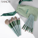 RANCAI-Juego de brochas de maquillaje, 13 Uds., grandes polvos sueltos, base, resaltado, contorno, sombra de ojos, ceja oblicua, pelo suave