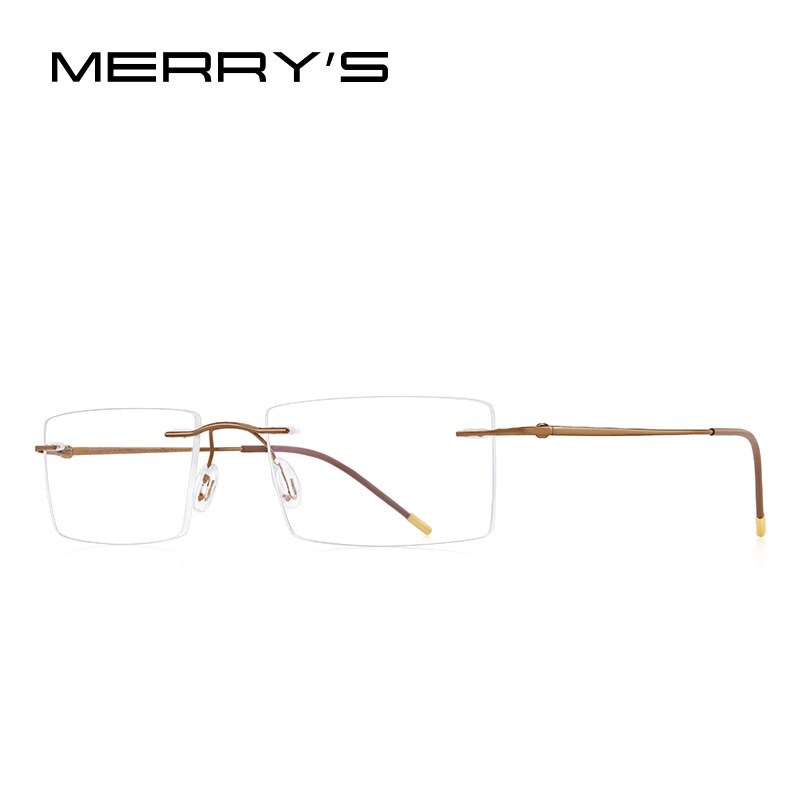 MERRYS DESIGN Men Titanium Alloy Rimless Glasses Frame Male Square Ultralight Man Frameless Myopia Optical Frames Eyewear S2880