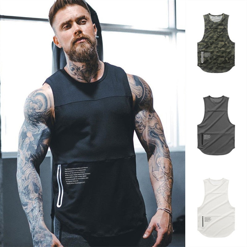 Men Zipper Sleeveless Vest Summer Breathable quick-drying Male Tight Gyms Clothes Bodybuilding Undershirt Fitness Tank Tops