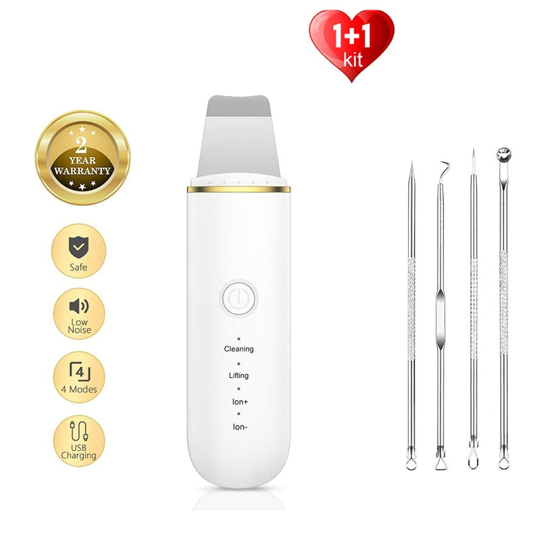 Facial Cleansing Ultrasonic Skin Scrubber Deep Cleansing Facial Cavitation Peeling Cleansing Scraper to Remove Keratin Skin Care