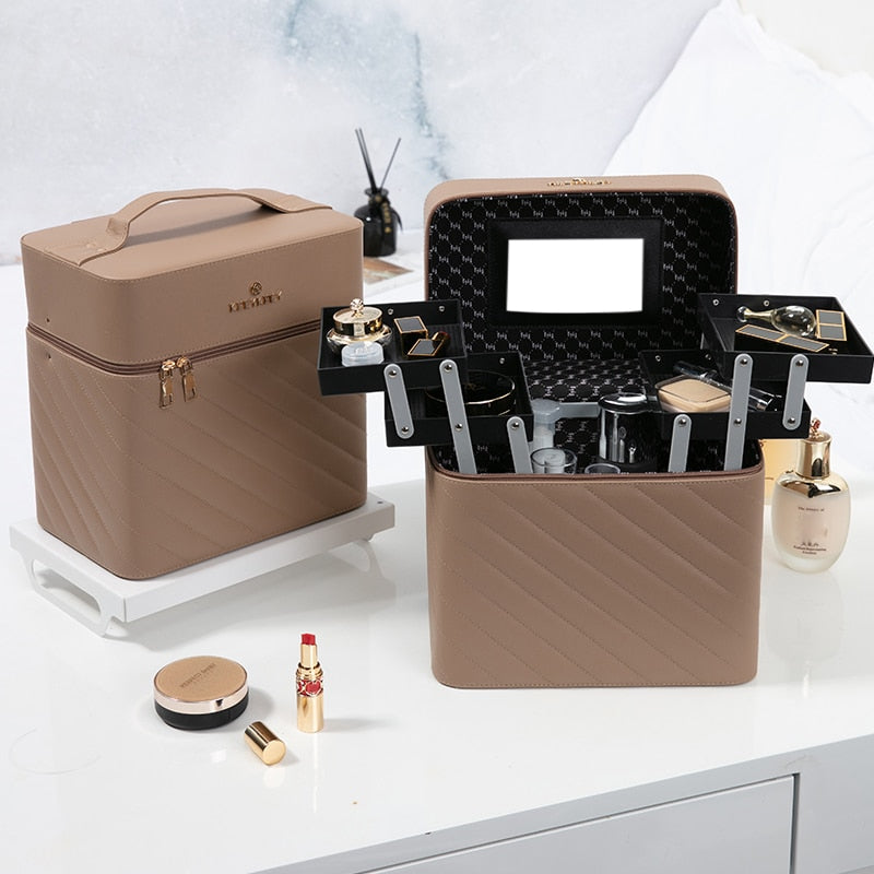 Neue Make-up-Tasche Mode-Toilettenartikel Kosmetik-Aufbewahrungsbox Tragbarer Reise-Make-up-Koffer