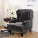 Wing back Chair Cover Velvet Spandex Stretch Slipcovers for office Chairs Stylish 2 Piece Set With Elastic Band