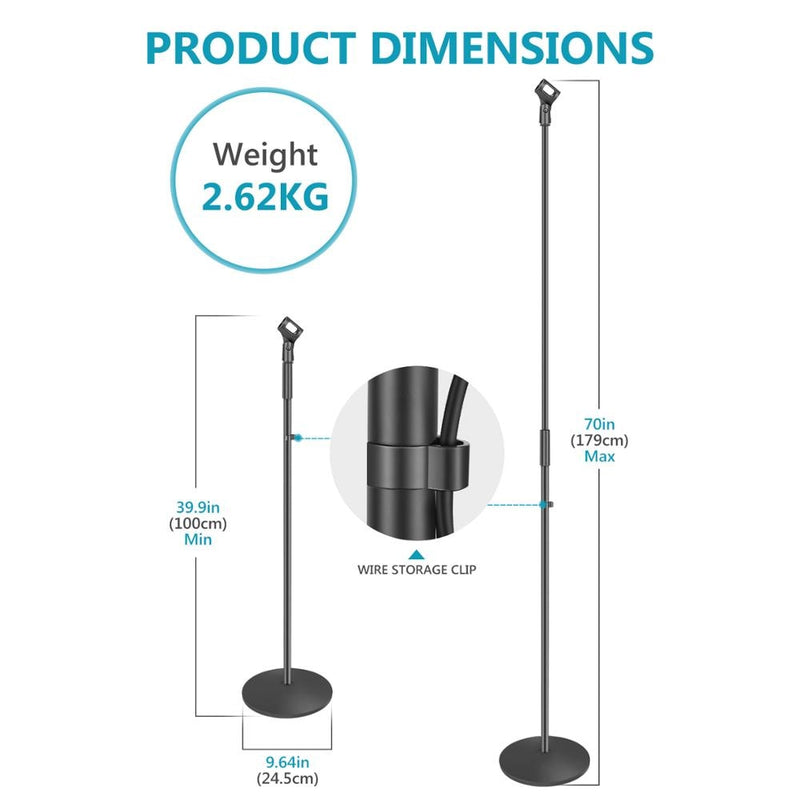 Neewer Compact Base Mikrofon-Bodenständer mit Mikrofonhalter Höhenverstellbar von 39,9 bis 70 Zoll Langlebiger Ständer aus Eisen