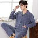 Winter Cotton Men Pajamas Lounge Sleepwear Black Plaid Pijama Man&