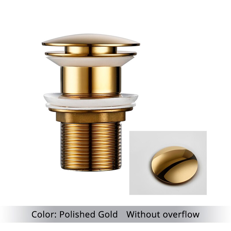 Bathroom Basin Sink Pop-Up Drain Waste Stopper Bathroom Faucet Accessories Solid Brass Material Black Chrome Rose Brushed Gold