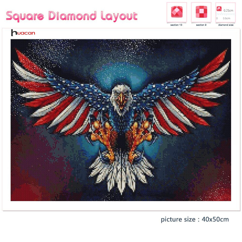 Huacan 5d Diamond Painting Kits Full American Flag Embroidery Eagle Mosaic Farmhouse Home Decor Handmade Gift