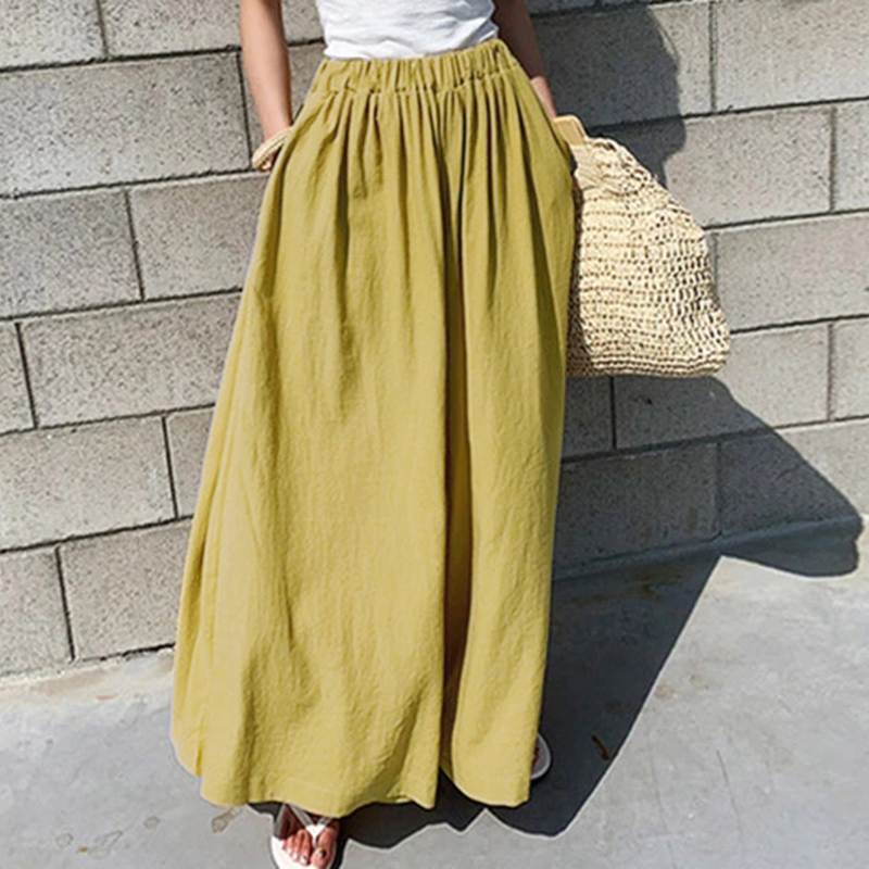 ZANZEA Oversized Women Wide Leg Pants 2022 Fashion Female Casual Elastic Waist Trousers Office Lady Loose Pockets Streetwear