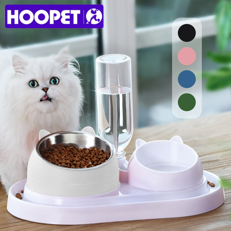 HOOPET Automatischer Futterautomat für Katzen und Hunde, Katzennapf mit erhöhtem Ständer für Haustier und Katze