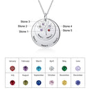 Personalized Family Name Engraved Necklaces for Women Tree of Life Stainless Steel Pendant Necklace with 7 Birthstones Jewelry