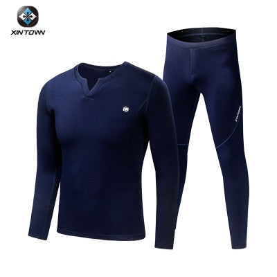 Fleece Long Johns Sports Thermal Underwear Sets 2022 New Autumn Winter Thickening V-Neck Men Warm Suit