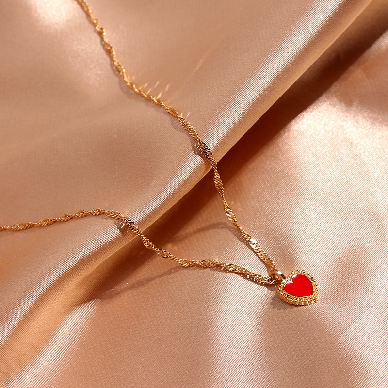 Flatfoosie Fashion Charm Herzförmiger Anhänger Halskette Für Frauen Goldfarbe Verdrehte Kette Halskette Schmuck Freundschaftsgeschenke