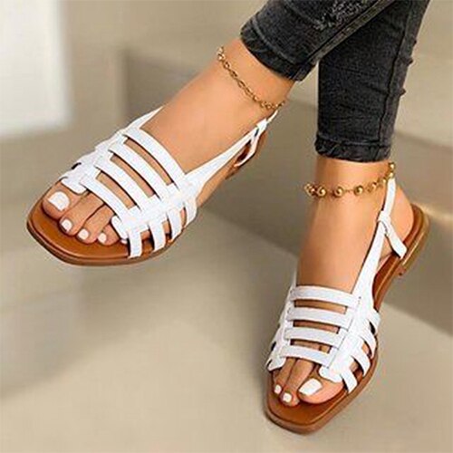 2022 Women Sandals Woman Gladiator Open Toe Casual Beach Shoes Female Hollow Out Flats Women&