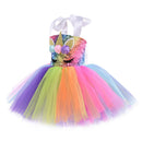 Rainbow Sequin Unicorn Kids Dress Up Costumes Princess Girl Dress Party Costume Halloween Flower Girls Dresses for Weddings Knee