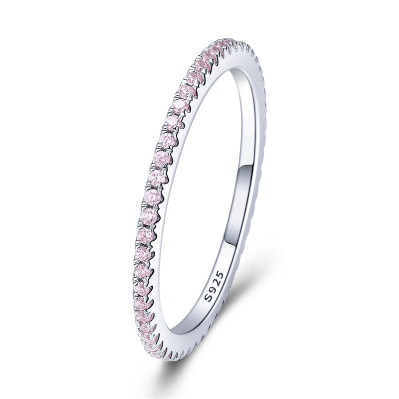 WOSTU Einfacher Ring 100% 925 Sterling Silber Schimmernder Wunsch Stapelbarer Ring Für Frauen Hochzeit Original Modeschmuck Geschenk